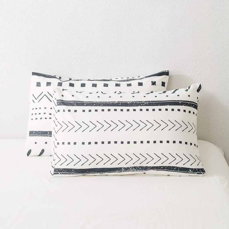 SUSYBAO 100% Cotton Pillowcases King Size Set of 2 White Aztec Geometric Print Bed Pillow Covers Envelope Closure End Pillow Encasement Home Decorative Soft Cool Comfortable(2 Pack, 20 x 36 inch) - Image 3